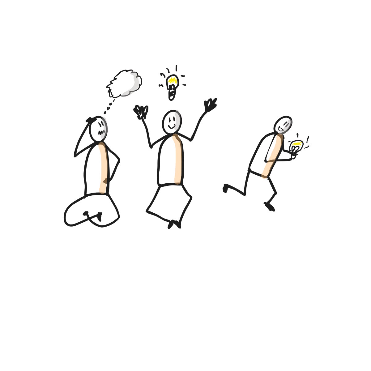 Chetan's hand-drawn sequence in which a thought becomes a light bulb and then action